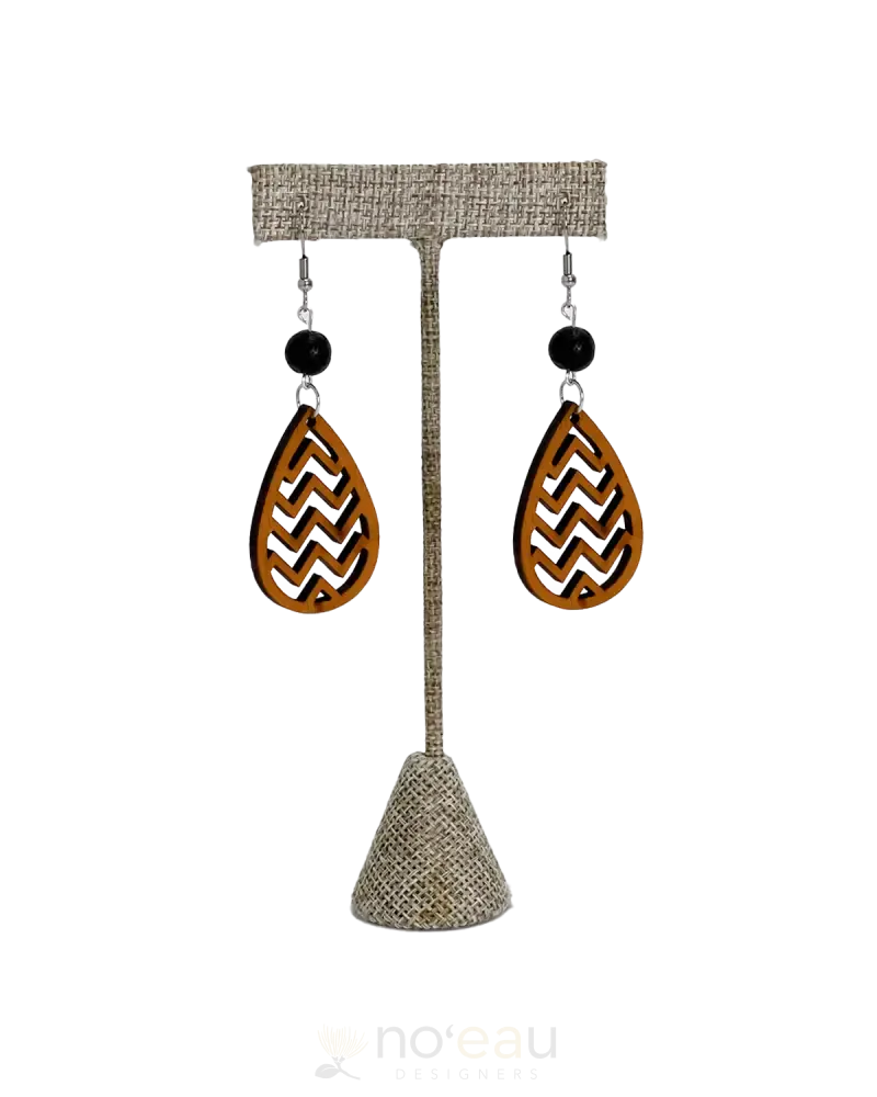 ILIHIA HAWAII LLC - Wooden Chevron Teardrop Earring