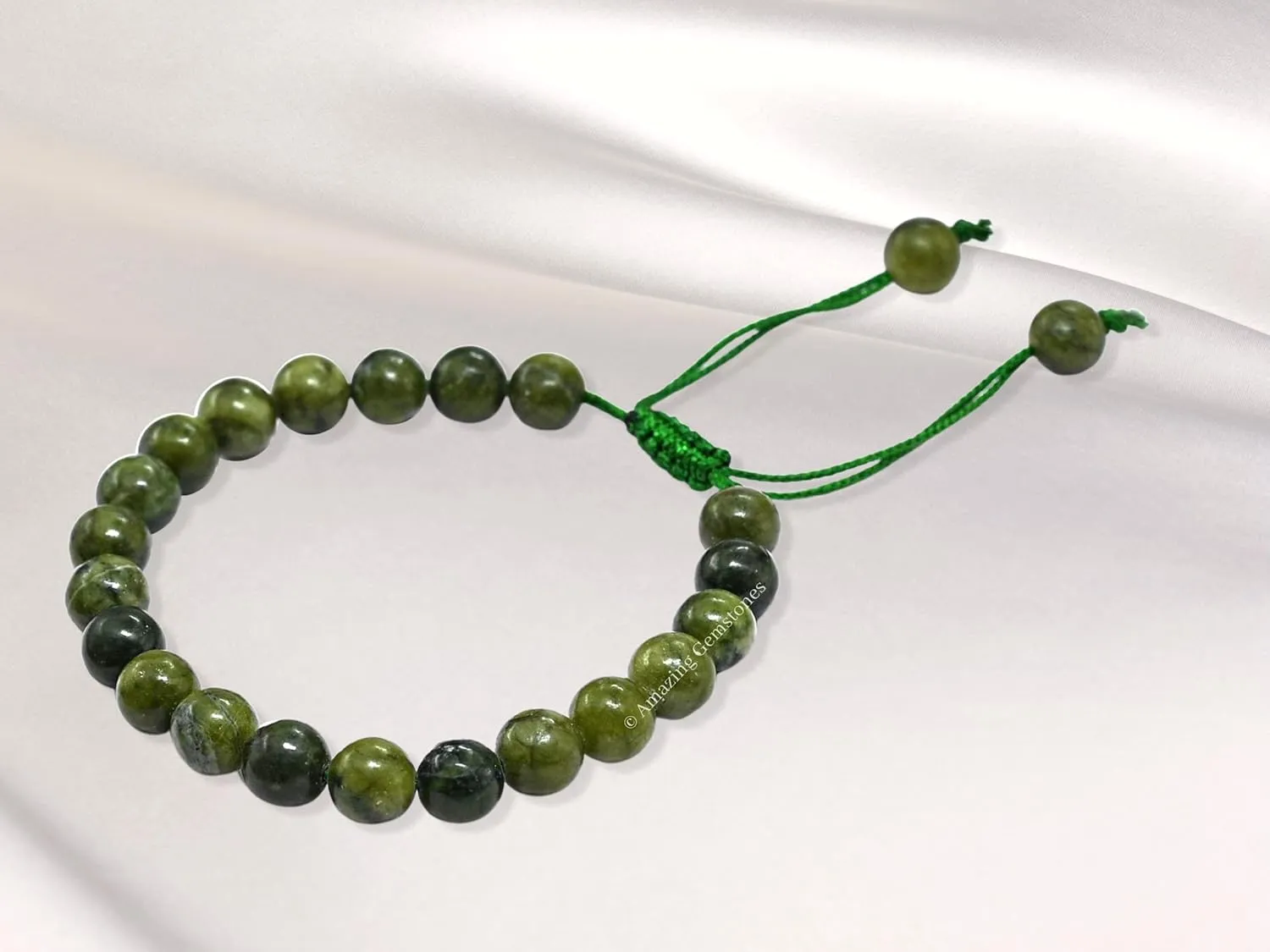 Jade Bracelet for Women Men's Gifts - Green Jade Protection Healing Crystal Bracelet - 8mm Gemstone Beaded Adjustable Bracelet Pulseras Para Hombres Mujer Stocking Stuffers