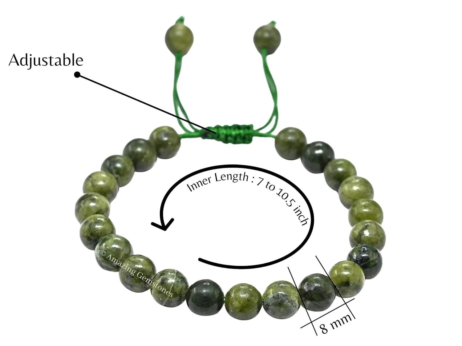Jade Bracelet for Women Men's Gifts - Green Jade Protection Healing Crystal Bracelet - 8mm Gemstone Beaded Adjustable Bracelet Pulseras Para Hombres Mujer Stocking Stuffers