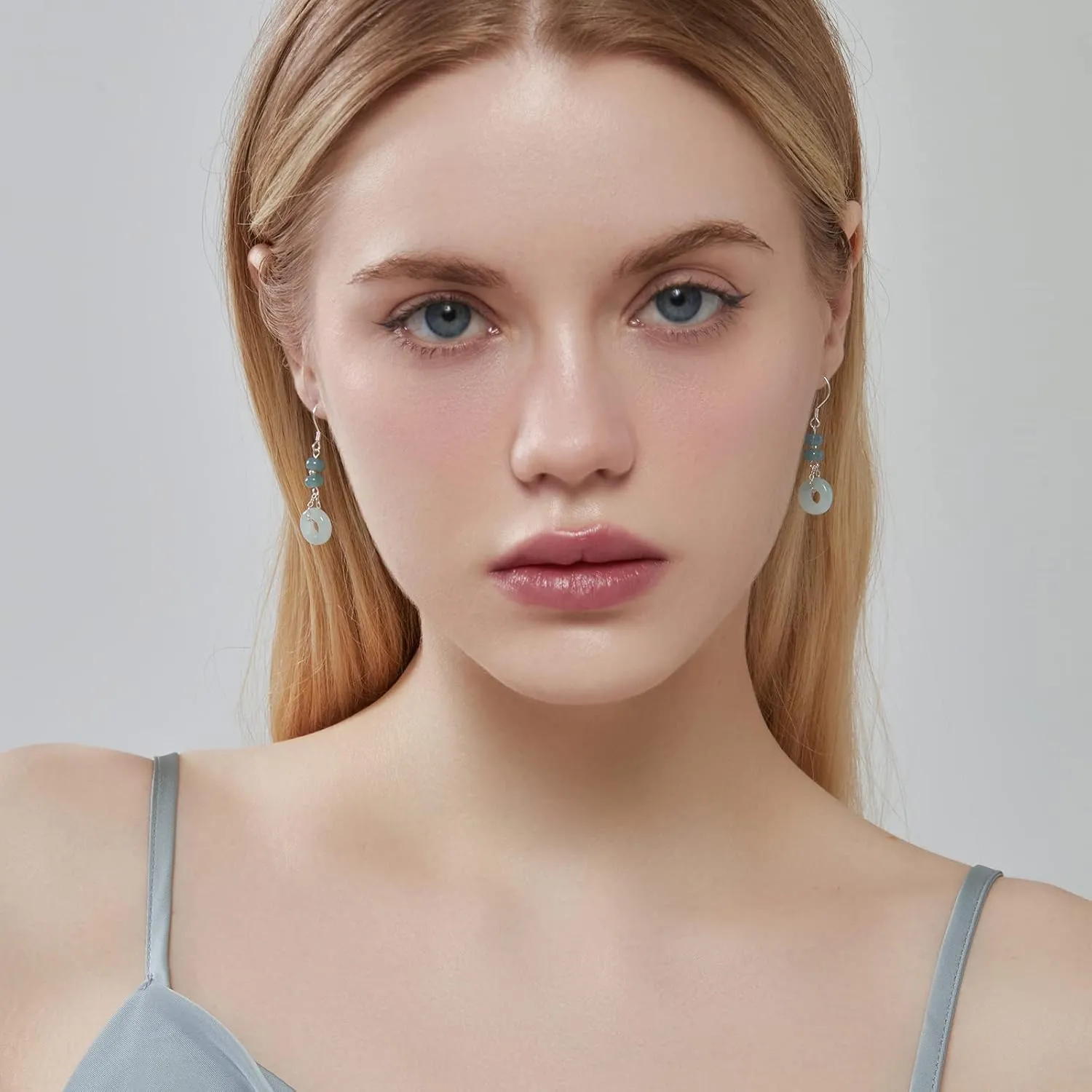 Jade Emerald Donut Earrings 14K Gold Plated for Women S925 Jade Dangle Hoop Earrings Good Luck Jewelry Birthday Gift