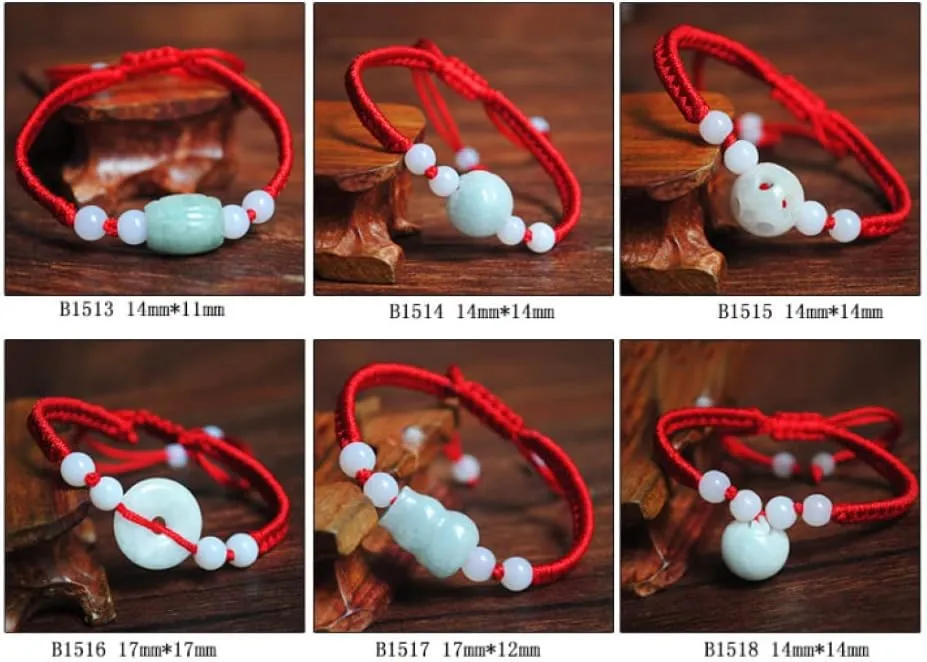 Jade jade red rope bracelet retractable jade pendant national style couples year of life red rope handwoven of various festive red rope