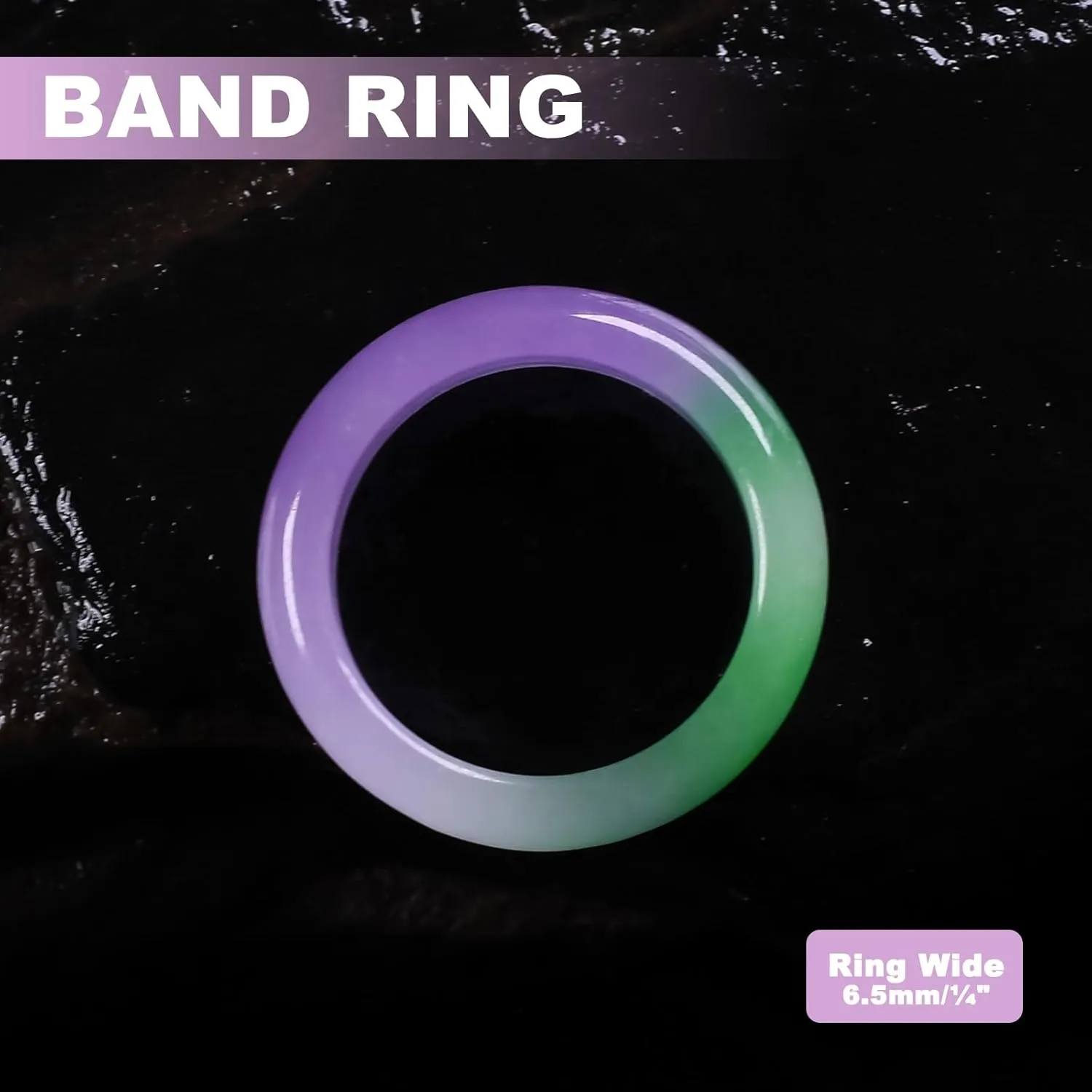 Jade Ring for Women, Lavender Ice Jade Band Ring 100% Real Stone Natural Jade Jewelry Crafts Gifts for Women,Size (6-11)