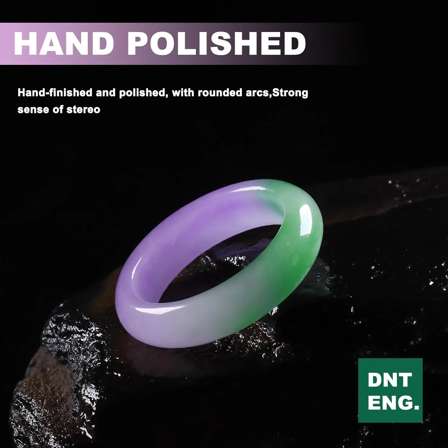 Jade Ring for Women, Lavender Ice Jade Band Ring 100% Real Stone Natural Jade Jewelry Crafts Gifts for Women,Size (6-11)