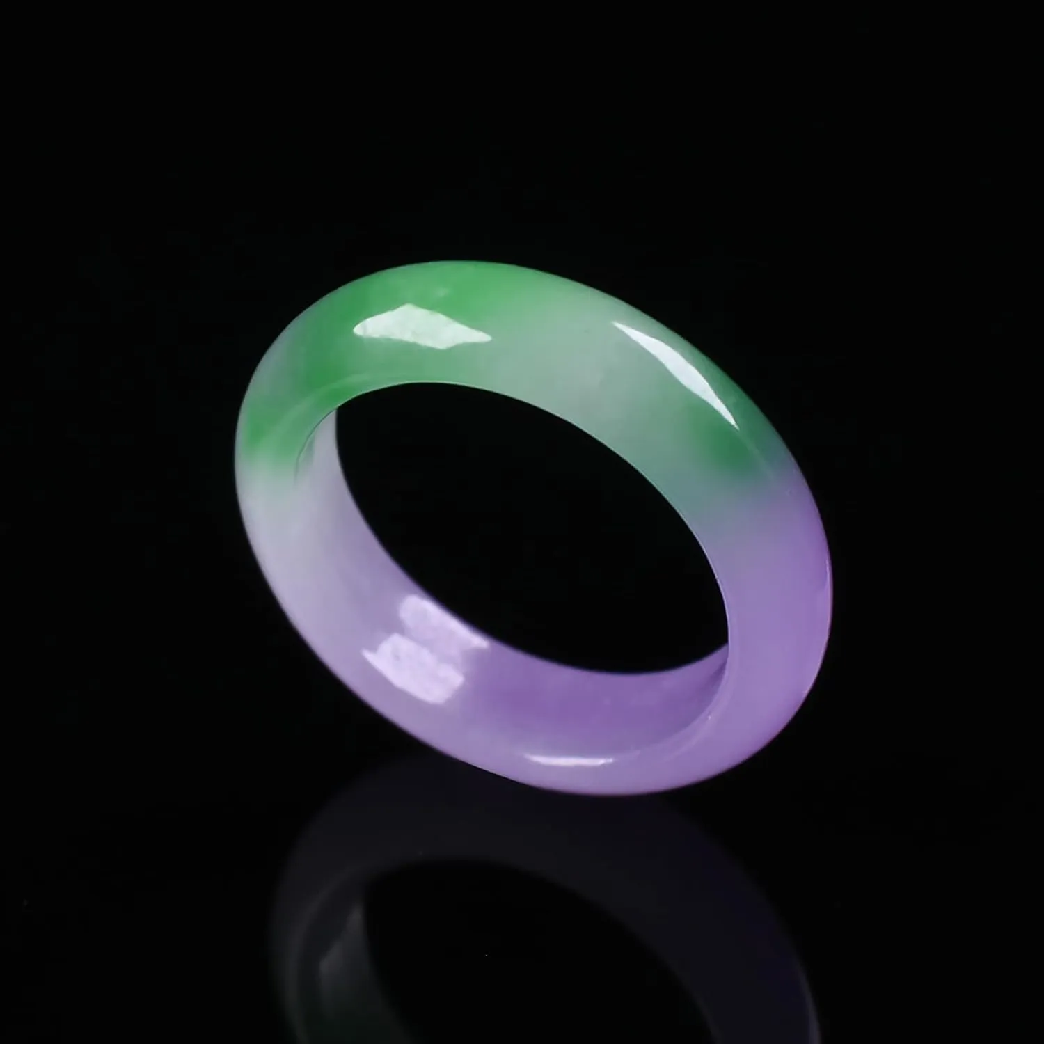 Jade Ring for Women, Lavender Ice Jade Band Ring 100% Real Stone Natural Jade Jewelry Crafts Gifts for Women,Size (6-11)