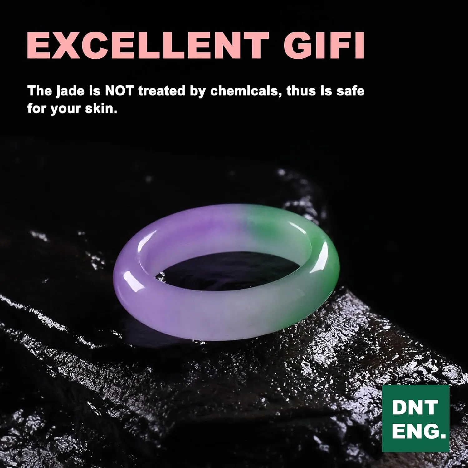 Jade Ring for Women, Lavender Ice Jade Band Ring 100% Real Stone Natural Jade Jewelry Crafts Gifts for Women,Size (6-11)