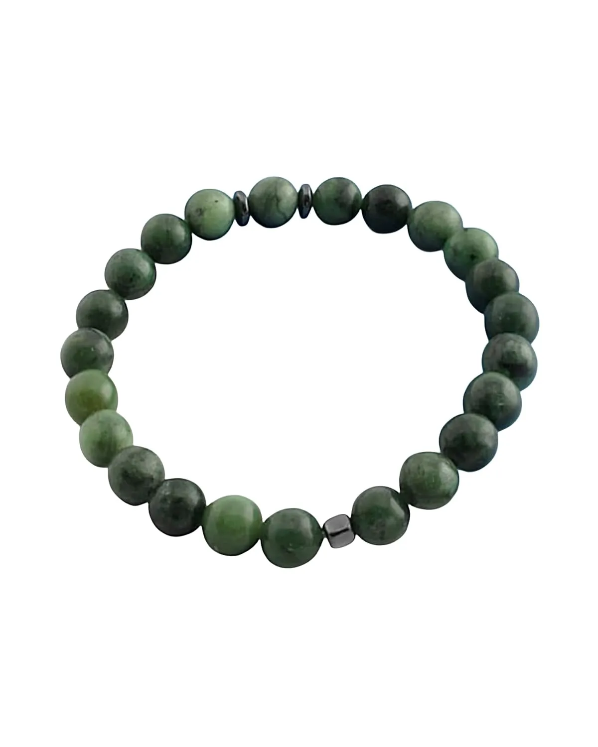 JADE Unisex Bead Bracelet with Hematite Accents - Premium A Grade Natural Stones for Healing, CALM and BALANCE. Meaningful YOGA and Healing bracelet. Gift for Him, Gift for Her