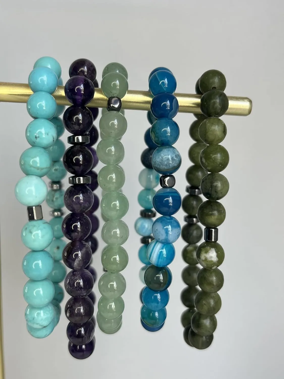 JADE Unisex Bead Bracelet with Hematite Accents - Premium A Grade Natural Stones for Healing, CALM and BALANCE. Meaningful YOGA and Healing bracelet. Gift for Him, Gift for Her