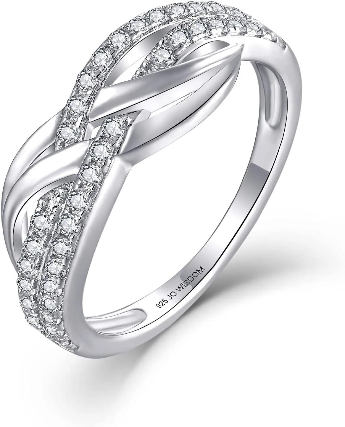 JO WISDOM Women Celtic Knot Rings,Criss-Cross X Shape Promise Rings for Women with Cubic Zirconia,925 Sterling Silver Rings