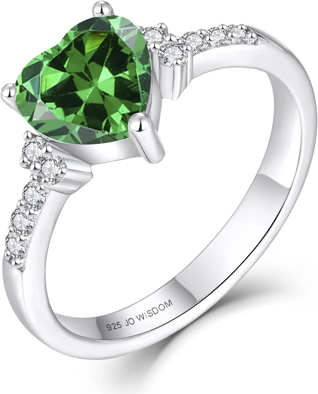 JO WISDOM Women Rings,925 Sterling Silver Heart Shaped Promise Engagement Rings for Women with 7.5mm 5A Cubic Zirconia Statement Rings for Women