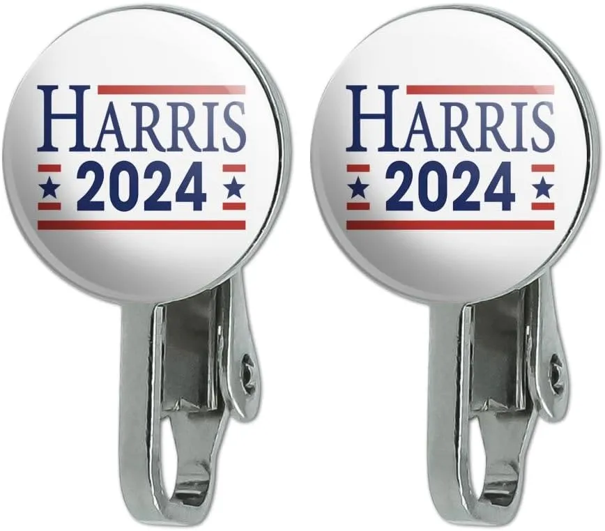 Kamala Harris 2024 Novelty Clip-On Stud Earrings