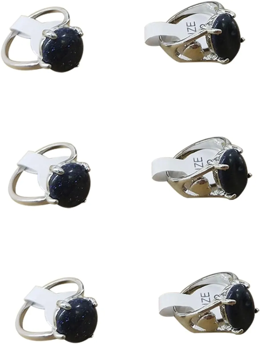 KESYOO 6Pcs Stone Gemstone Rings Set for Men Women Aesthetic Decorative Finger Rings Cool Stone Jewelry for Fashion Accessories