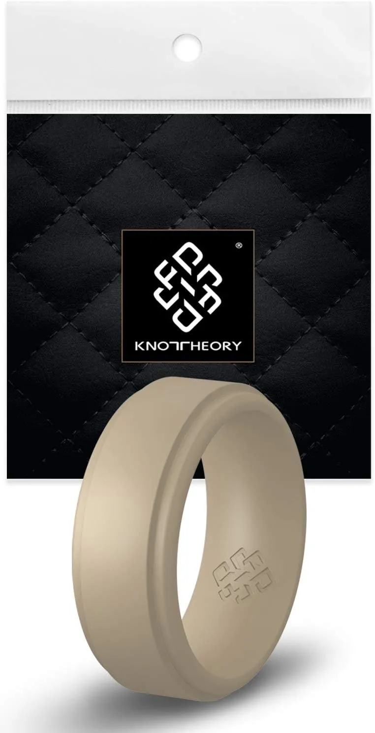 Knot Theory Breathable Silicone Ring for Men - Durable Step Edge Comfort Fit 8mm Bandwidth Size 8, 9, 10, 11, 12, 13, 14