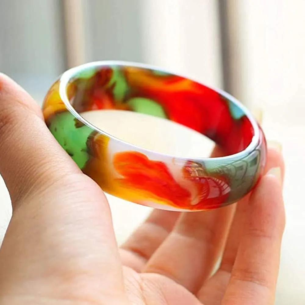 Ladies Jade Bangle Natural Colorful Jade Bracelet Natural Quartzite Jade Bracelet,Jewelry Fashion Accessories with Gift Box,64-66mm
