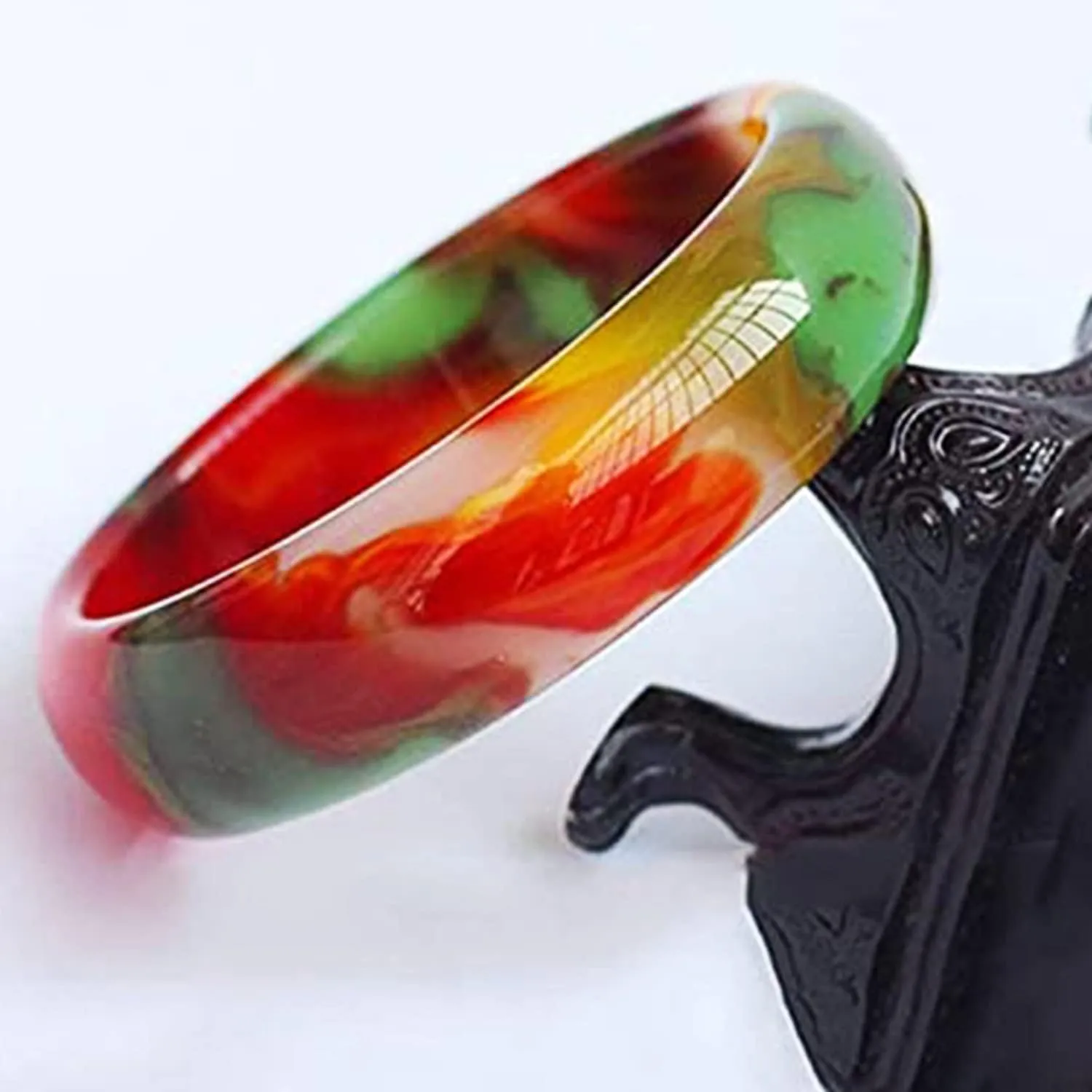 Ladies Jade Bangle Natural Colorful Jade Bracelet Natural Quartzite Jade Bracelet,Jewelry Fashion Accessories with Gift Box,64-66mm