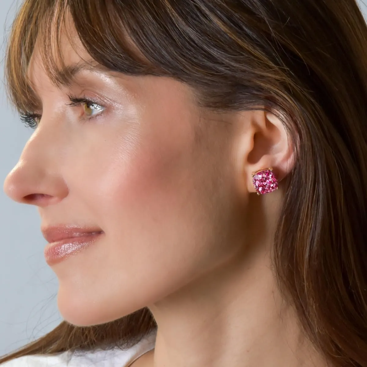 Large Square Clip On Earrings for Women - Comfortable Non Pierced Earrings for Women in Gold Tone, Statement Clip-On Studs