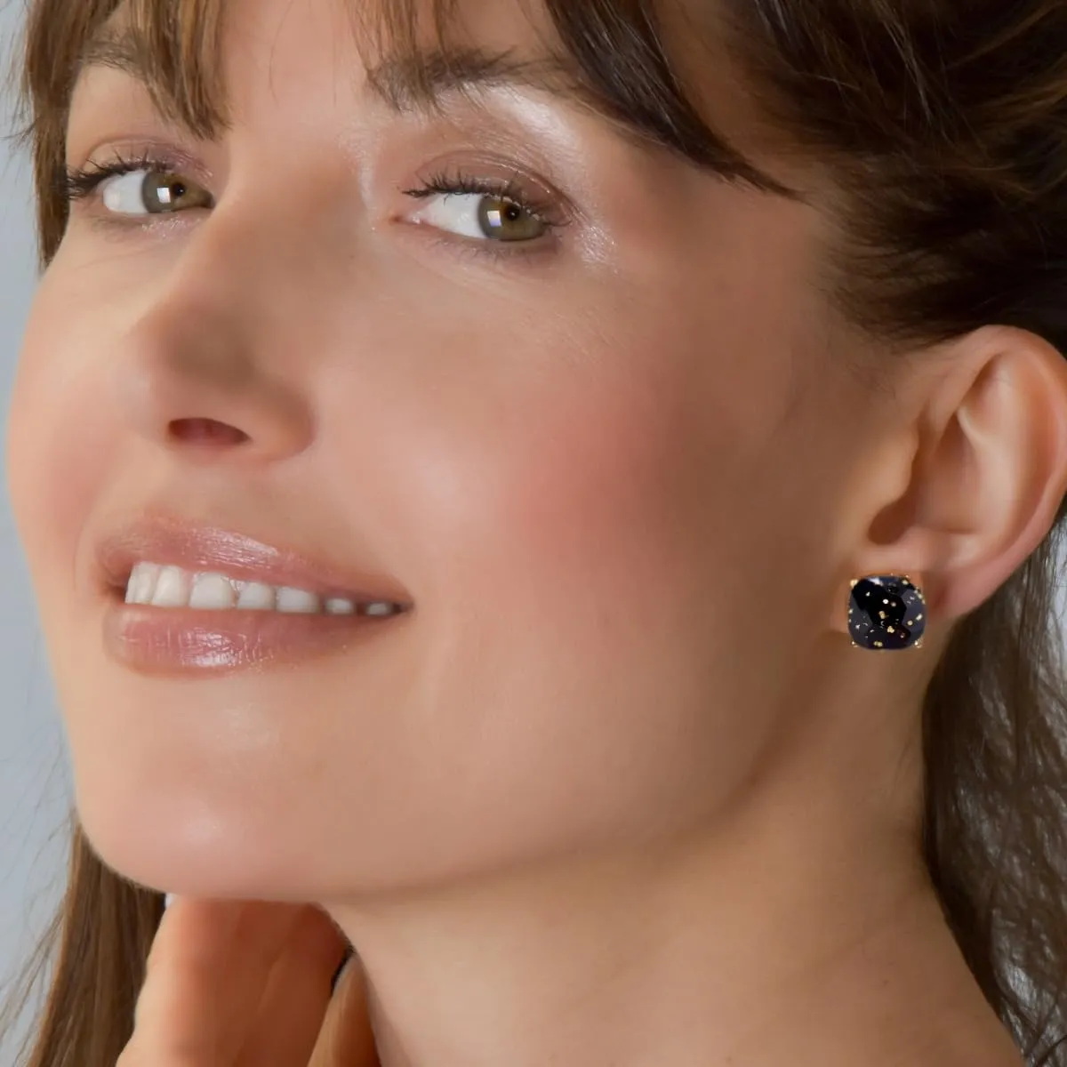 Large Square Clip On Earrings for Women - Comfortable Non Pierced Earrings for Women in Gold Tone, Statement Clip-On Studs