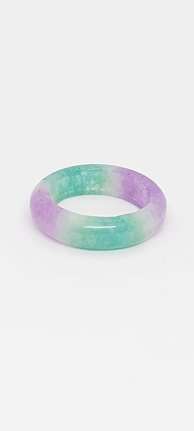 Lavender/Green Jade Ring. Multi tone Jade Ring Band. Lavender Jade Ring. Green jade Ring. Gemstone Ring. Jade LOVER Ring.