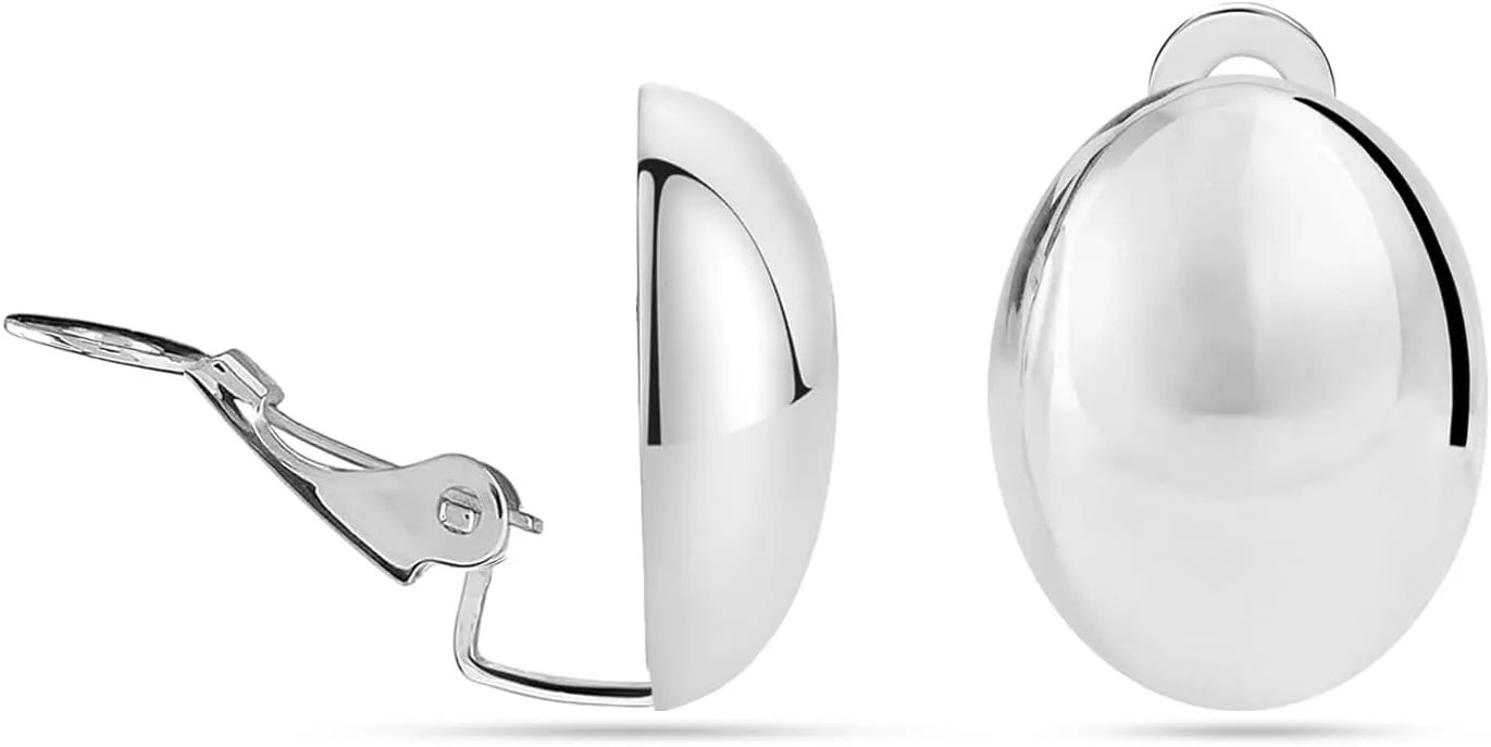 LeCalla 925 Sterling Silver Small Medium Clip On Earrings Non-Pierced Clip-On Stud Earring for Teen Women
