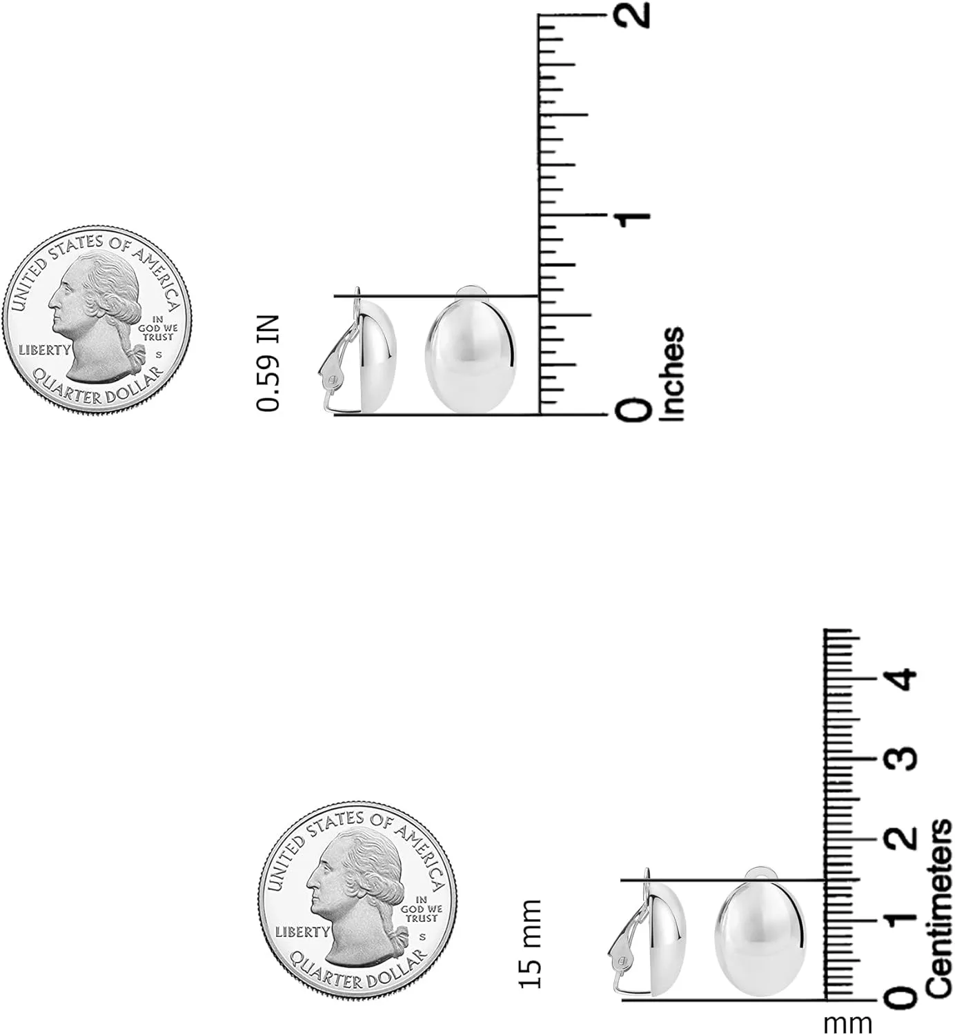 LeCalla 925 Sterling Silver Small Medium Clip On Earrings Non-Pierced Clip-On Stud Earring for Teen Women