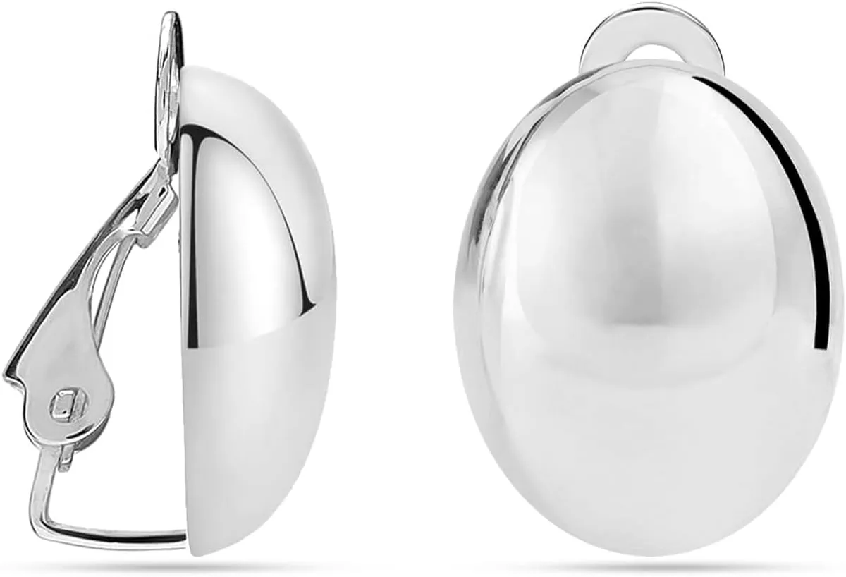 LeCalla 925 Sterling Silver Small Medium Clip On Earrings Non-Pierced Clip-On Stud Earring for Teen Women