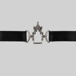 LENORE. Gothic Arch Window Satin Choker - Silver