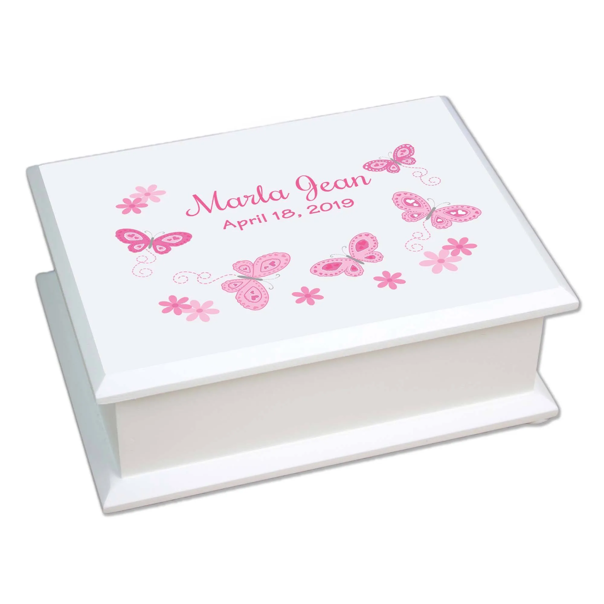 Lift Top Jewelry Box - Pink Butterflies