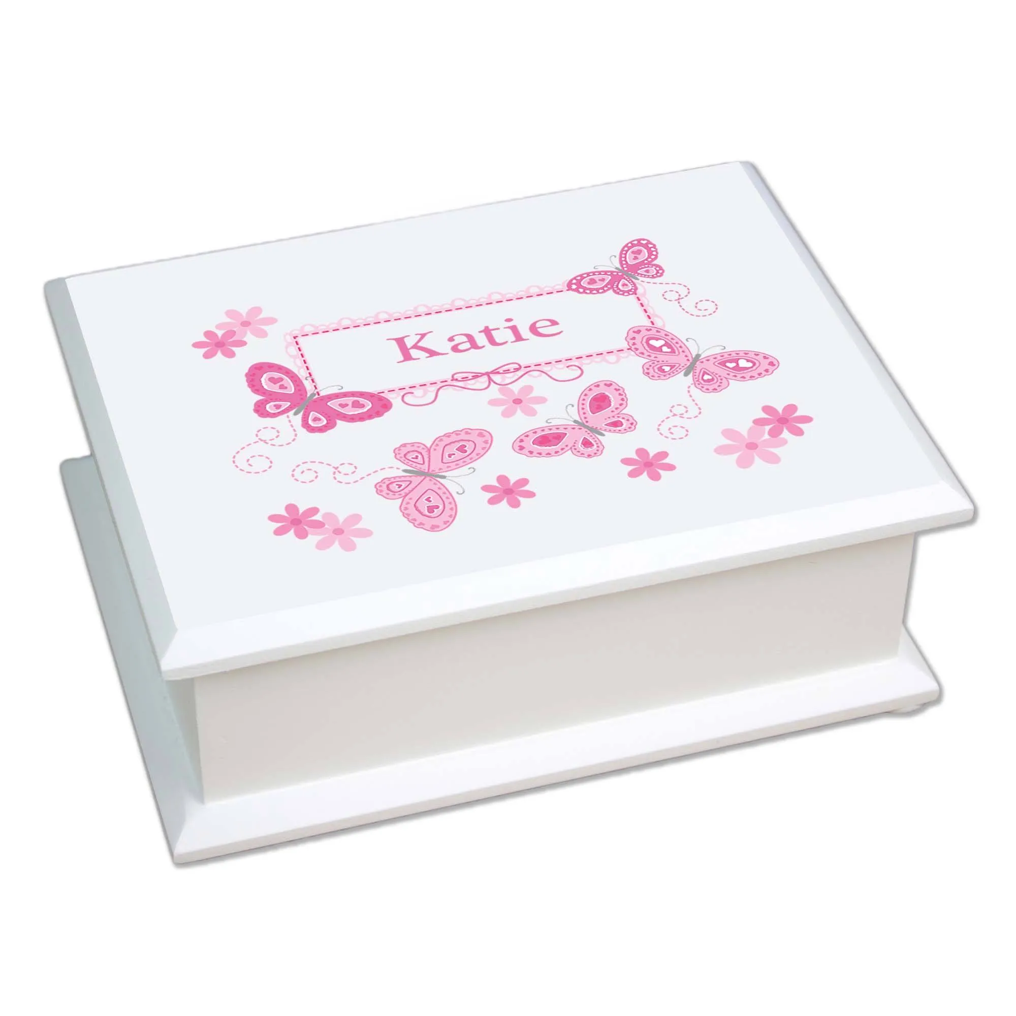 Lift Top Jewelry Box - Pink Butterflies
