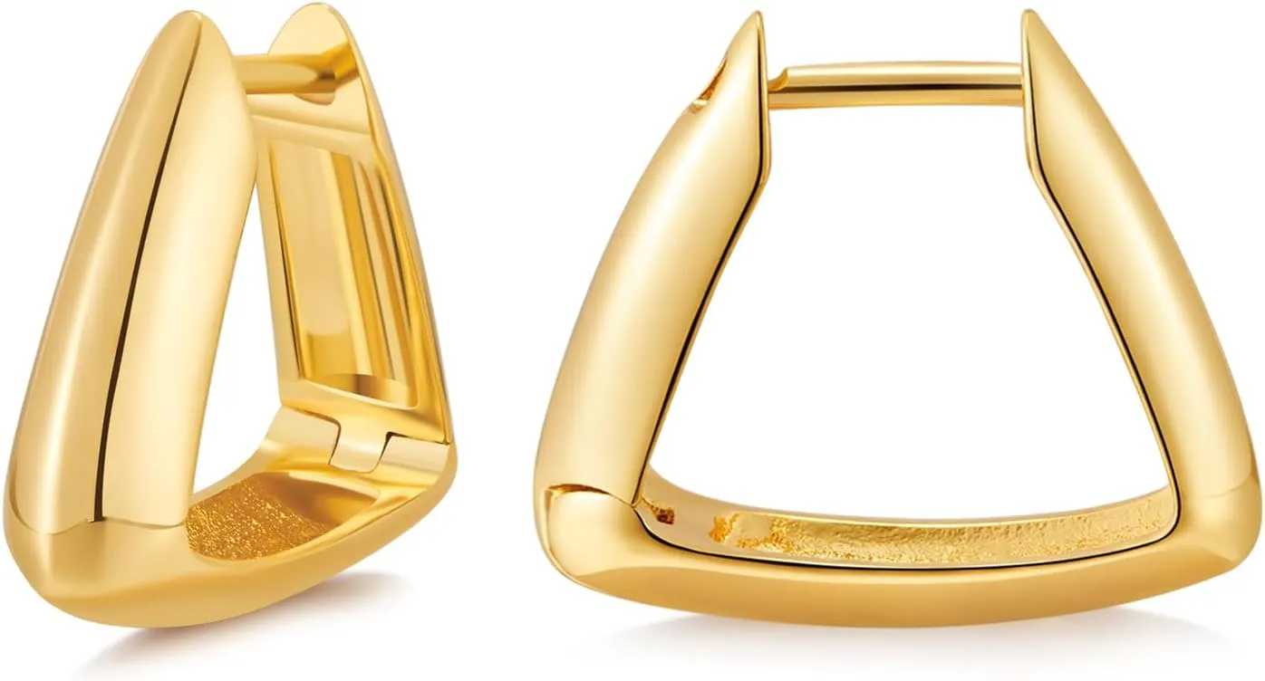 LILIE&WHITE Gold Triangle Huggie Earrings For Women Geometric Hoop Earrings Fashion Gold Earrings Jewelry