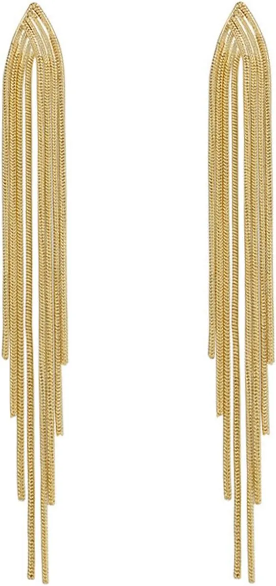 Long Tassel Dangle Drop Earrings for Woman Trendy Prom Earrings Gold Statement Earrings Gold Dangling Earring Wedding Bridesmaid Party Jewelry