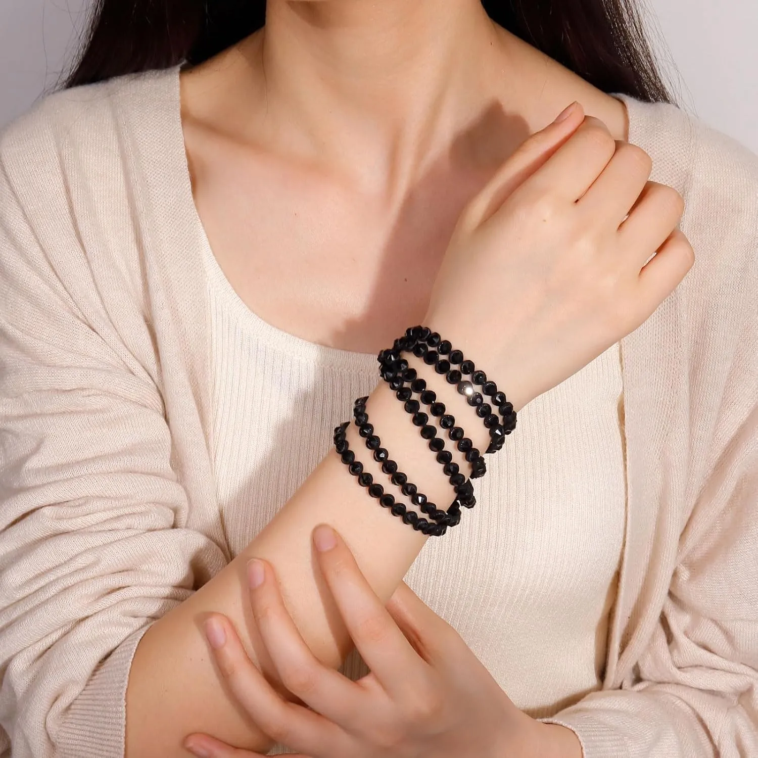 Long tiantian Leather Wrap Boho Bracelets for Women Rhinestone Bracelet Stackable Bracelets for Women Western Outfit Dress