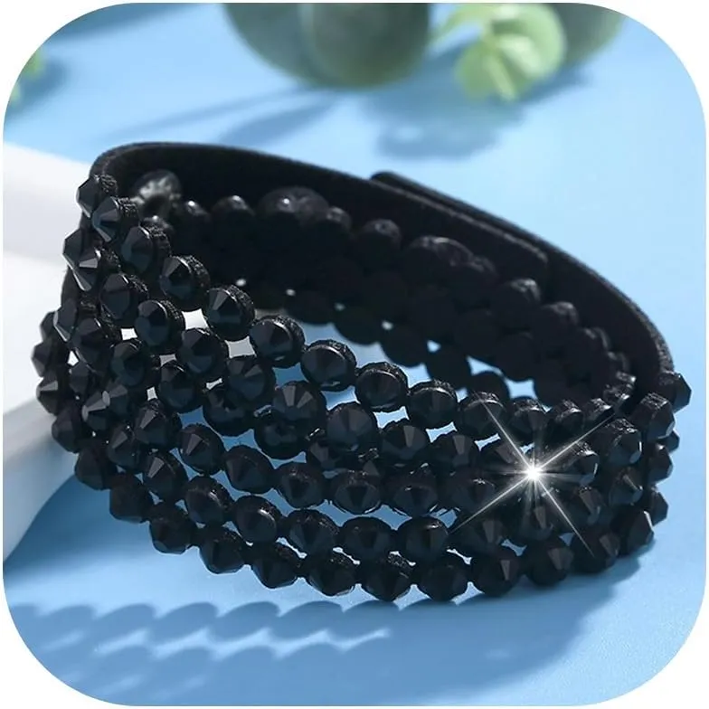 Long tiantian Leather Wrap Boho Bracelets for Women Rhinestone Bracelet Stackable Bracelets for Women Western Outfit Dress