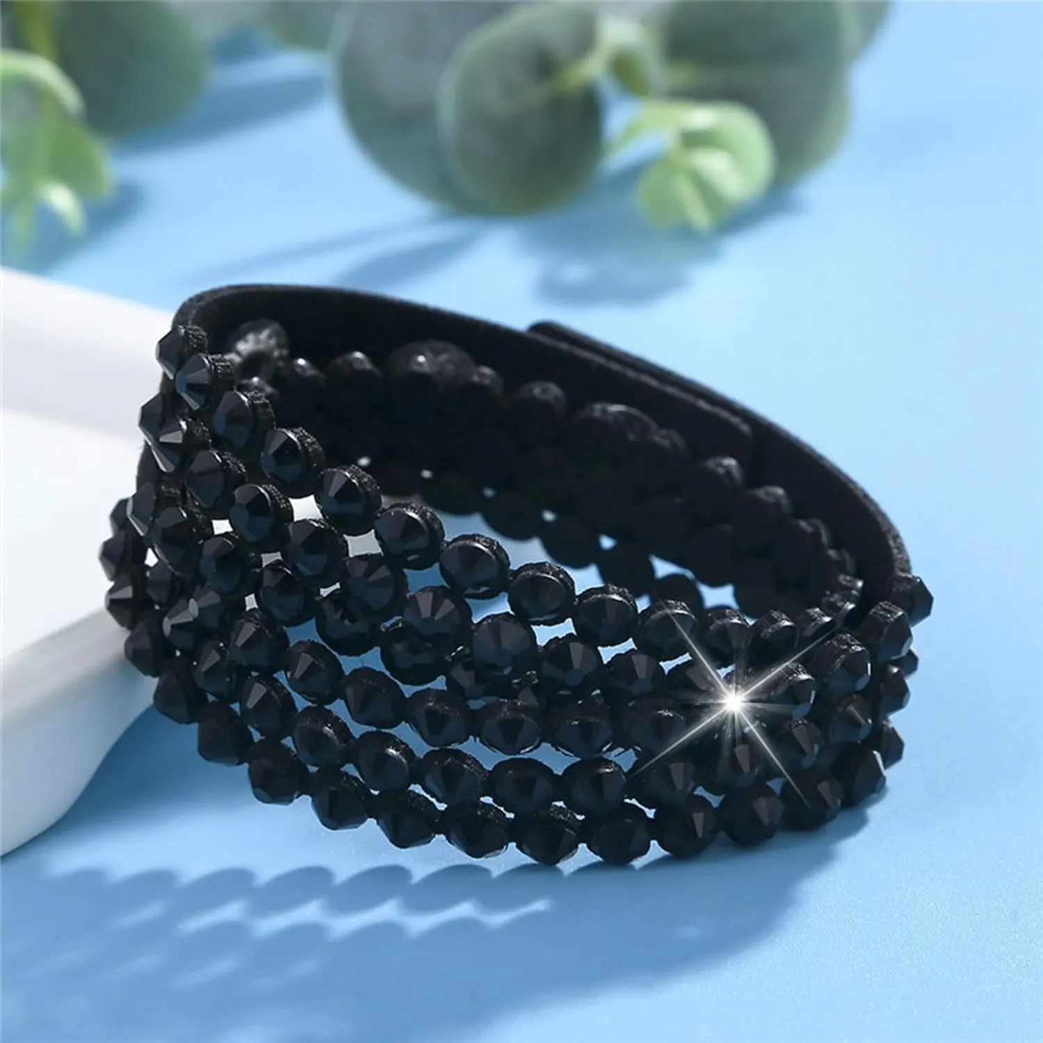 Long tiantian Leather Wrap Boho Bracelets for Women Rhinestone Bracelet Stackable Bracelets for Women Western Outfit Dress