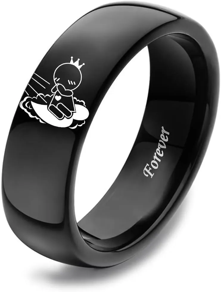 Love You 3000 Couples Ring for Him and Her Captured by Your Love Forever Together Lovers Ring Anniversary Promise Wedding Band Black Stainless Steel Size 5-13