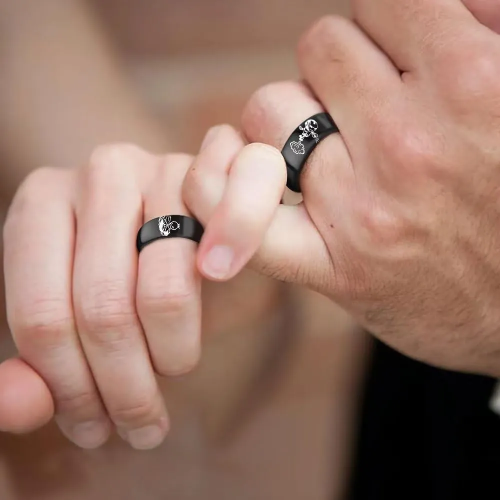 Love You 3000 Couples Ring for Him and Her Captured by Your Love Forever Together Lovers Ring Anniversary Promise Wedding Band Black Stainless Steel Size 5-13