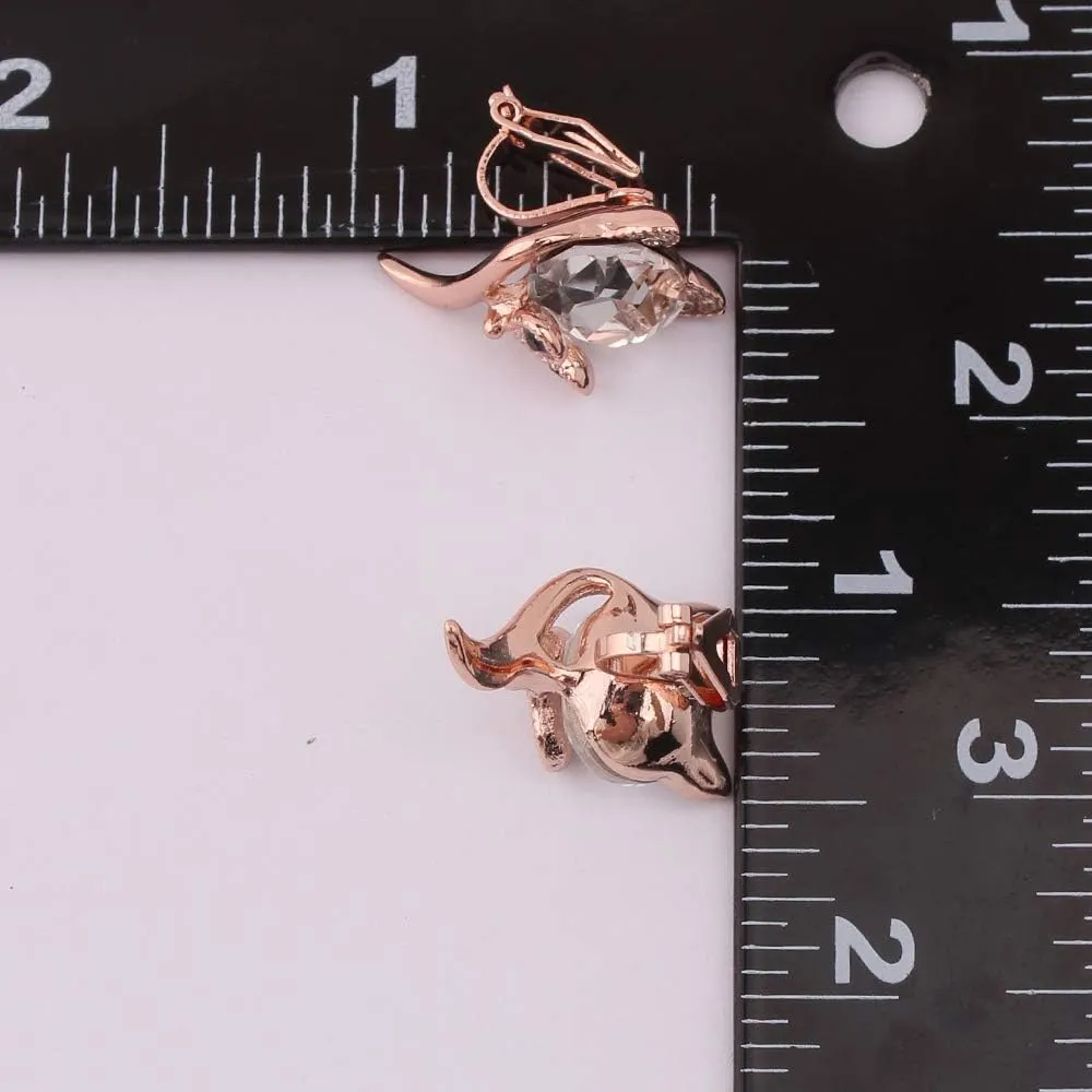 Luxury Fashion Bride Rhinestone Crystal Ruby Clip on Earrings Fox Shape Clip on Earrings Non Piercing for Women Ear Clip Costume Jewelry