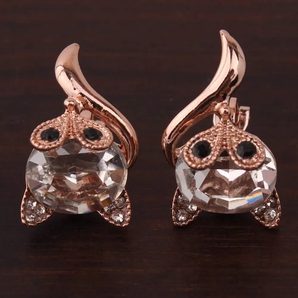 Luxury Fashion Bride Rhinestone Crystal Ruby Clip on Earrings Fox Shape Clip on Earrings Non Piercing for Women Ear Clip Costume Jewelry