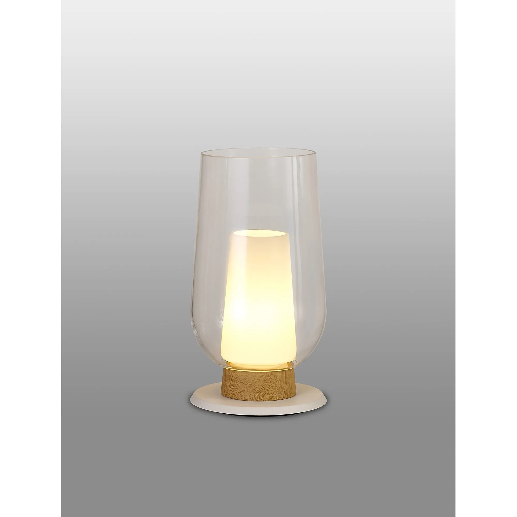 Mantra M8281 Nora Table Lamp White/Wood/Clear Glass With Frosted Inner