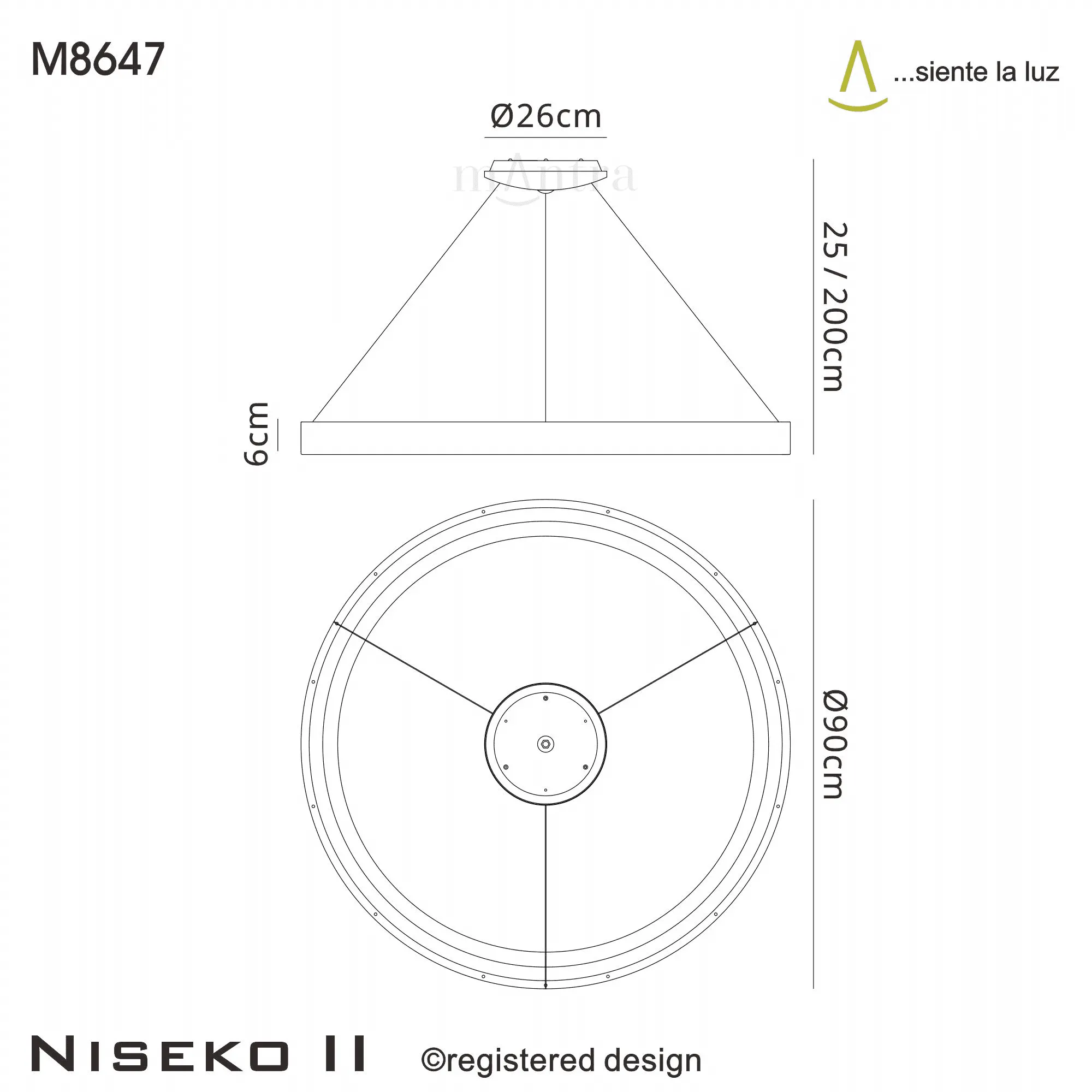 Mantra M8647 Niseko II Ring LED Pendant 90cm Remote Control Gold