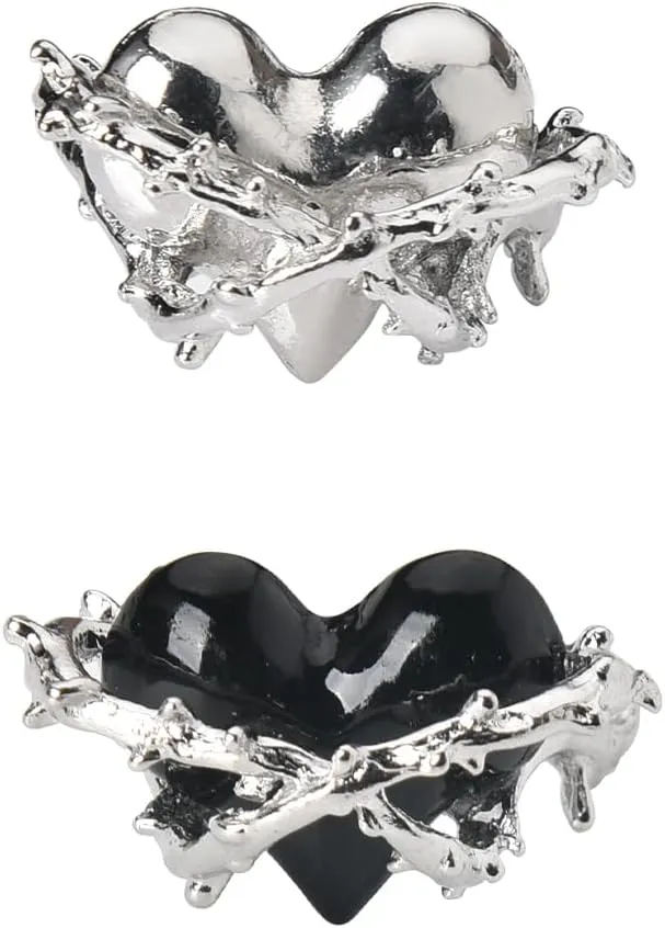 Matching Rings for Couples Y2k Heart Ring for Girlfriend Gifts from Boyfriend Birthday Gifts for Husband from Wife Anniversary Present Punk Promise Ring for Men Women I Love You Gifts for Her Him