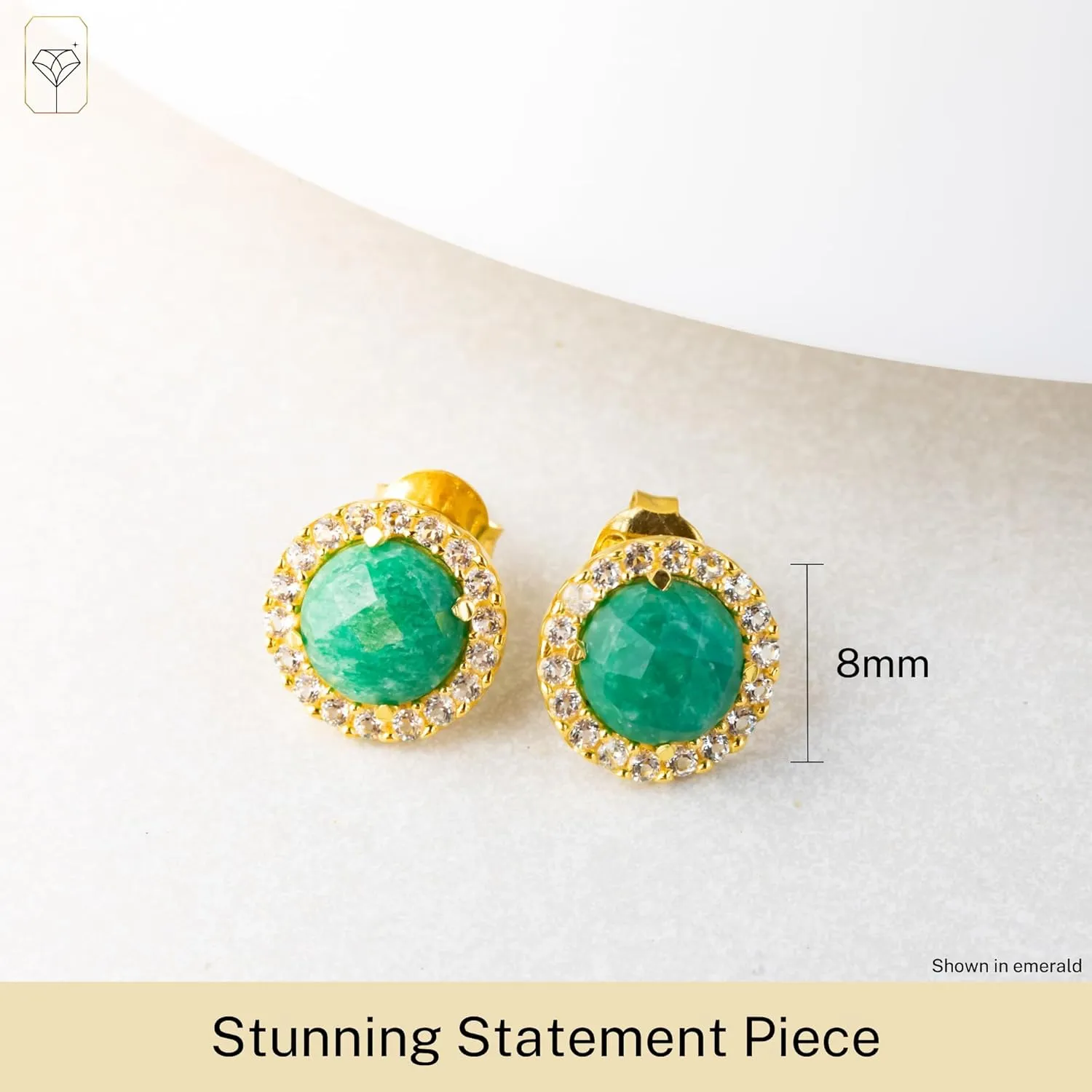 MAX   STONE 4.5 Ct. Gemstone Earrings in 18k Gold Over Sterling Silver | Real Gold Stud Earrings With White Topaz | Big Birthstone Earrings for Women