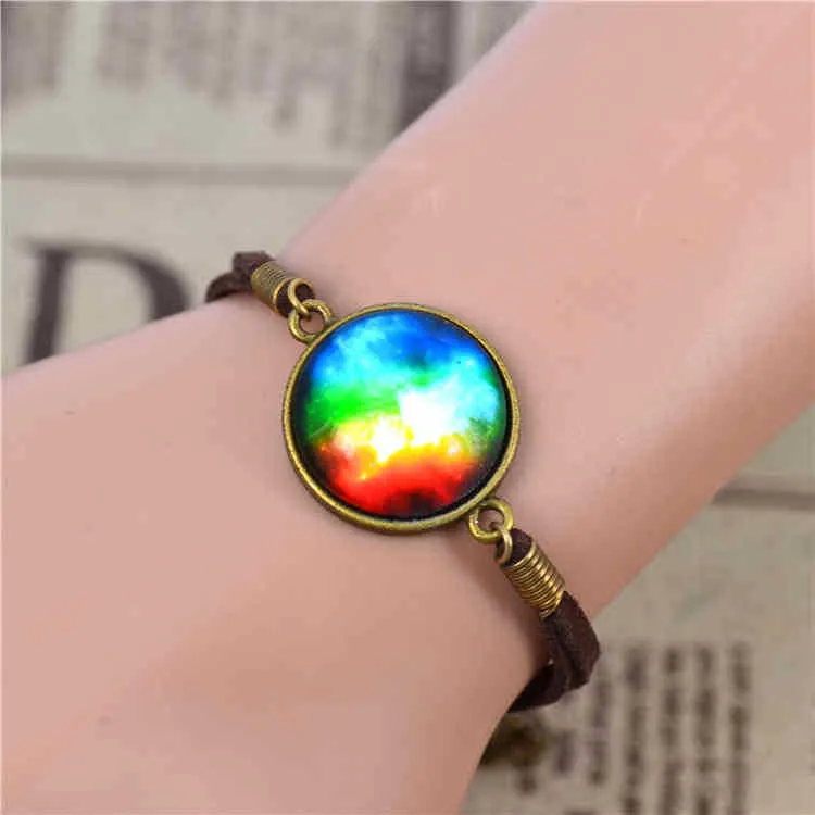 Men Women Bracelet Jewelry Fashion Galaxy Bracelet Lovely Space Pendant Suede Leather Bracelet Bangles Gift