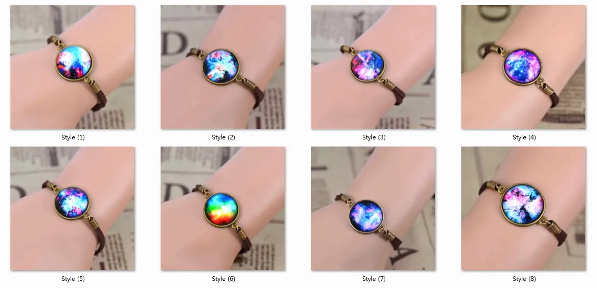Men Women Bracelet Jewelry Fashion Galaxy Bracelet Lovely Space Pendant Suede Leather Bracelet Bangles Gift