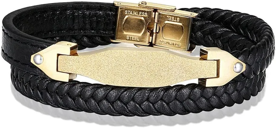 Mens Bracelets Rope Leather Bracelets For Men Leather Bracelet Men'S Woven Leather Bracelet Bracelet Titanium Steel Men'S Bracelet-3E