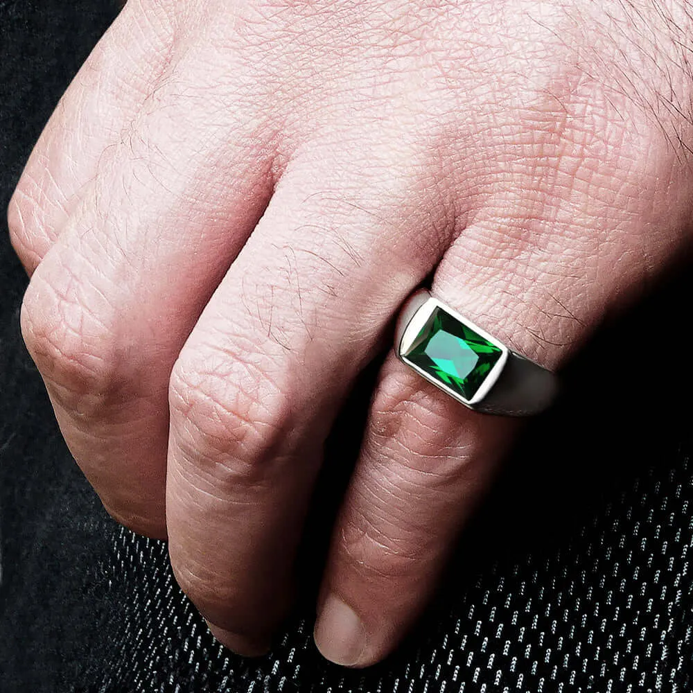 Men's Ring with 3.40ct Single Gemstone in 925 Sterling Silver