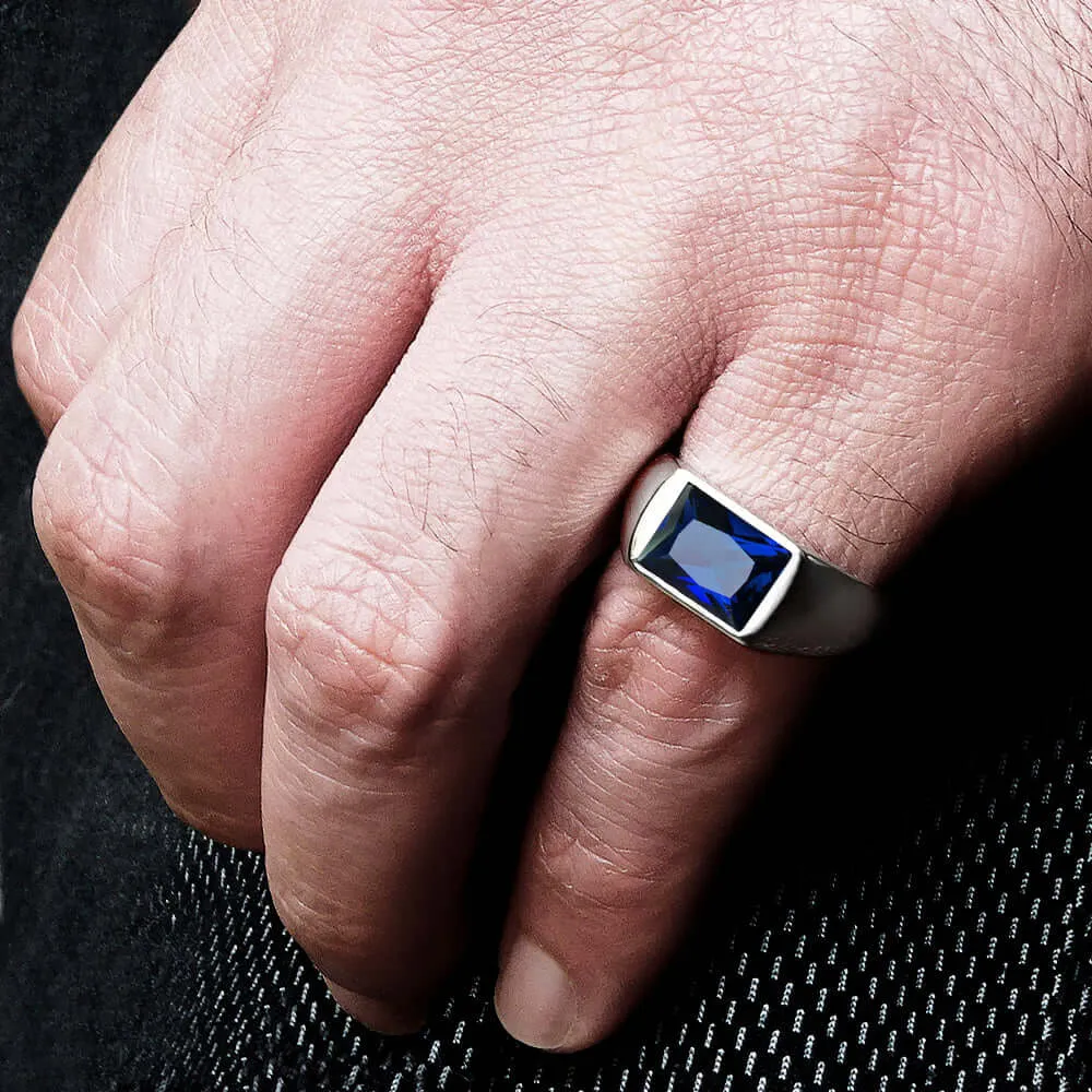 Men's Ring with 3.40ct Single Gemstone in 925 Sterling Silver
