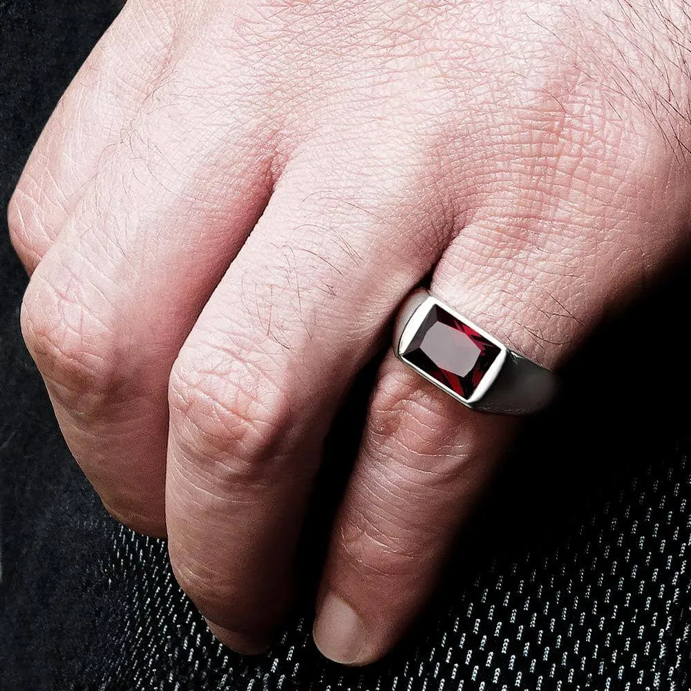Men's Ring with 3.40ct Single Gemstone in 925 Sterling Silver