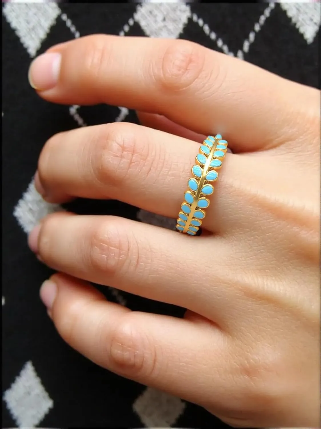 MIFYNN Boho Turquoise Ring for Women Unique Adjustable Western Leaf Rings Vintage Gemstone Bohemian Western Turquoise Jewelry Gifts