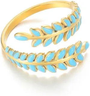 MIFYNN Boho Turquoise Ring for Women Unique Adjustable Western Leaf Rings Vintage Gemstone Bohemian Western Turquoise Jewelry Gifts