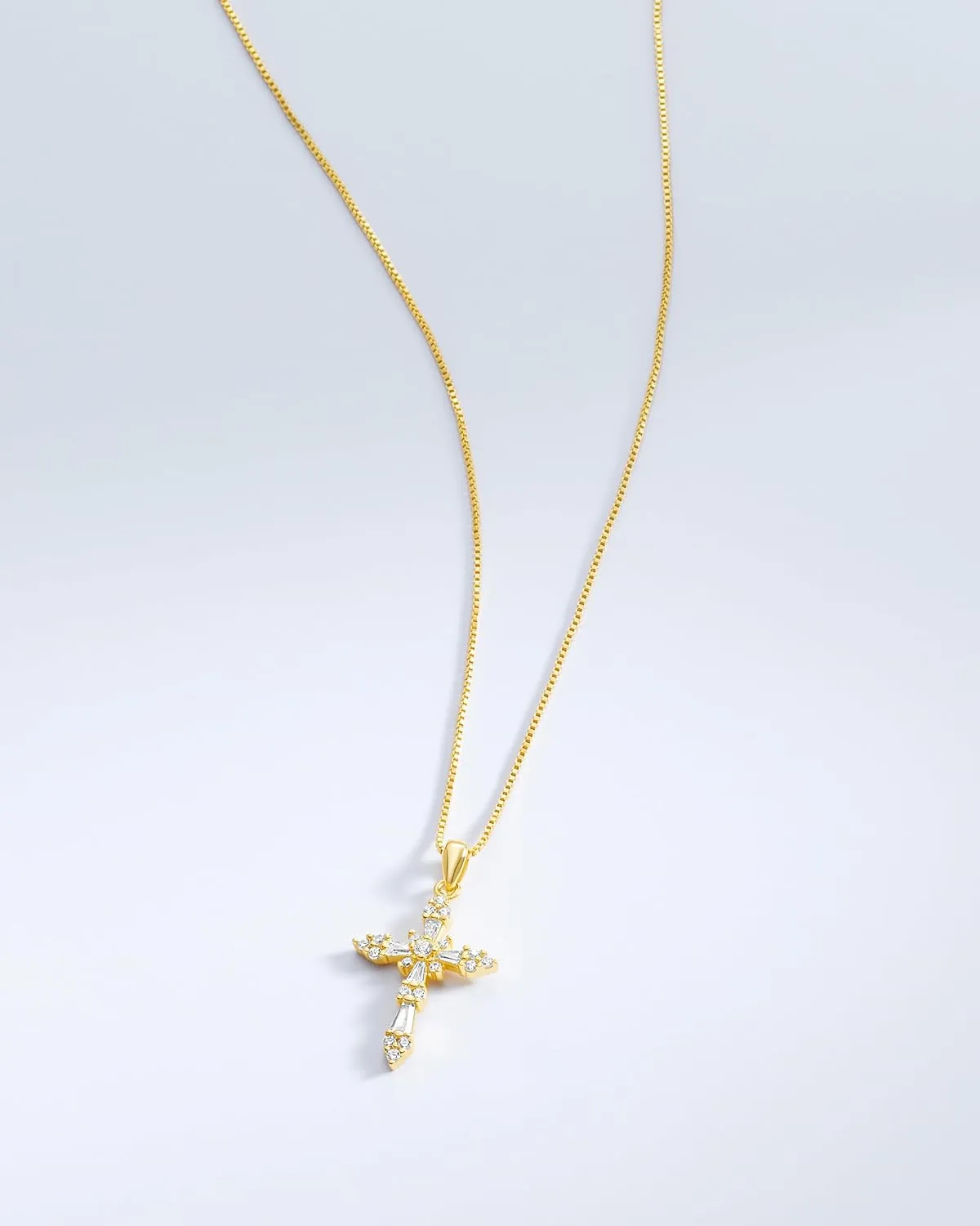 Milla 14K Gold Plated Cross Necklace for Women, Silver Cross Necklaces for Women, 18 inches Chain with Cross Pendant