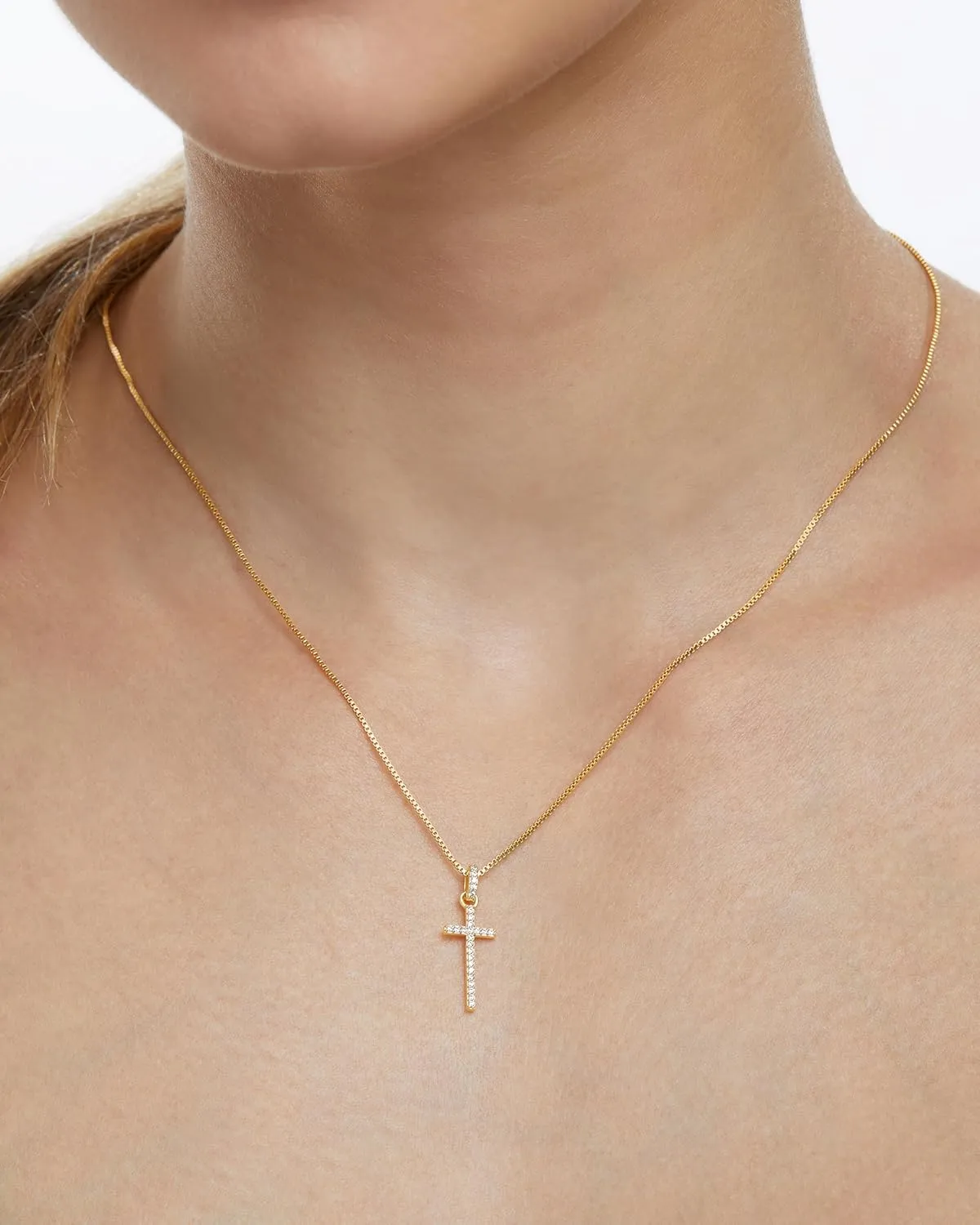 Milla 14K Gold Plated Cross Necklace for Women, Silver Cross Necklaces for Women, 18 inches Chain with Cross Pendant